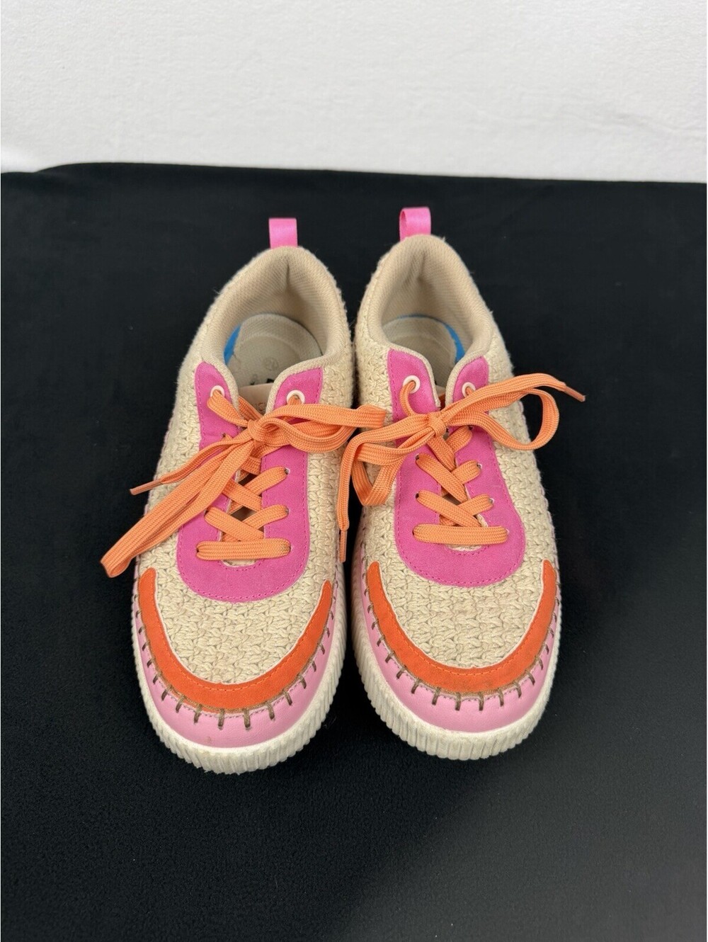 Women's LUCKY STEP crochet pattern PLATFORM SNEAKERS tennis shoes SIZE 10